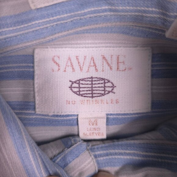 VTG Savane Mens SZ M Process 2000 Soft Wash no wrinkles Striped Shirt - Picture 2 of 10